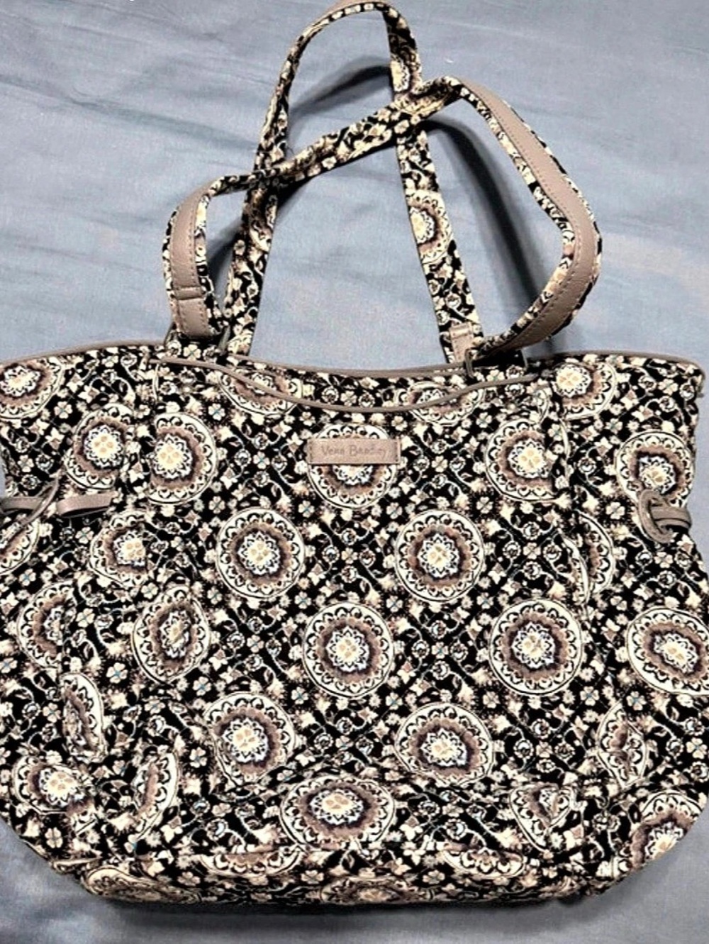 Vera Bradley Original Vera Tote Paisley Bag Black & Brown